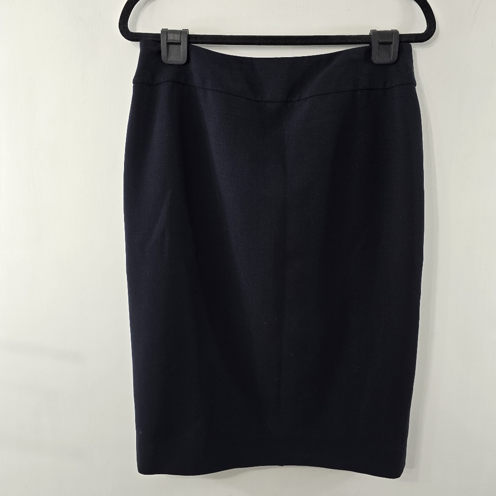 Carlisle Wool Stretch Pencil Skirt Solid Black Business Office Work Professional